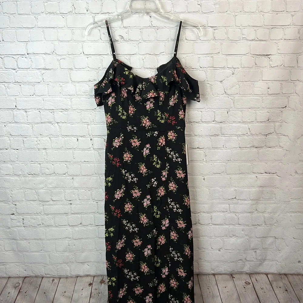 B Darlin Black Floral Off Shoulder Maxi Dress Juniors Size 5/6 Homecoming HOCO - Picture 3 of 8
